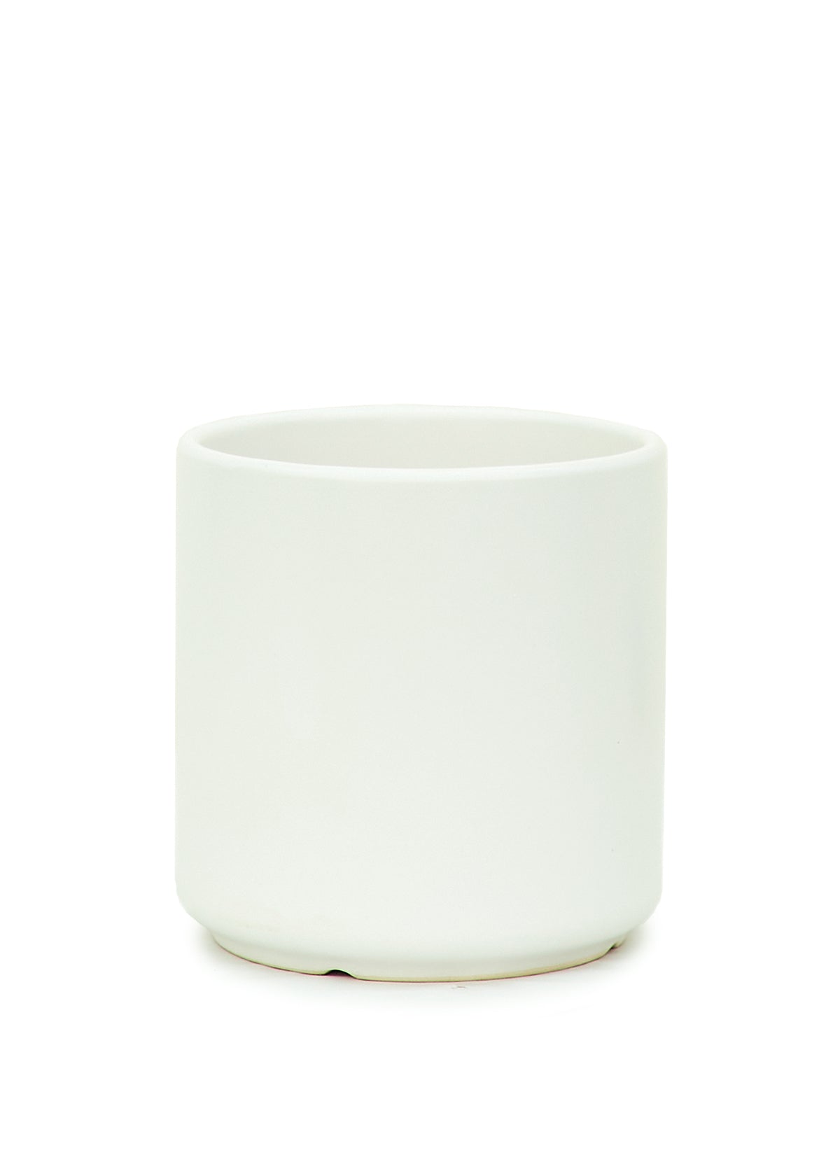 Elegant cylinder ceramic planter showcasing its smooth finish and minimalist design - in Matte White.