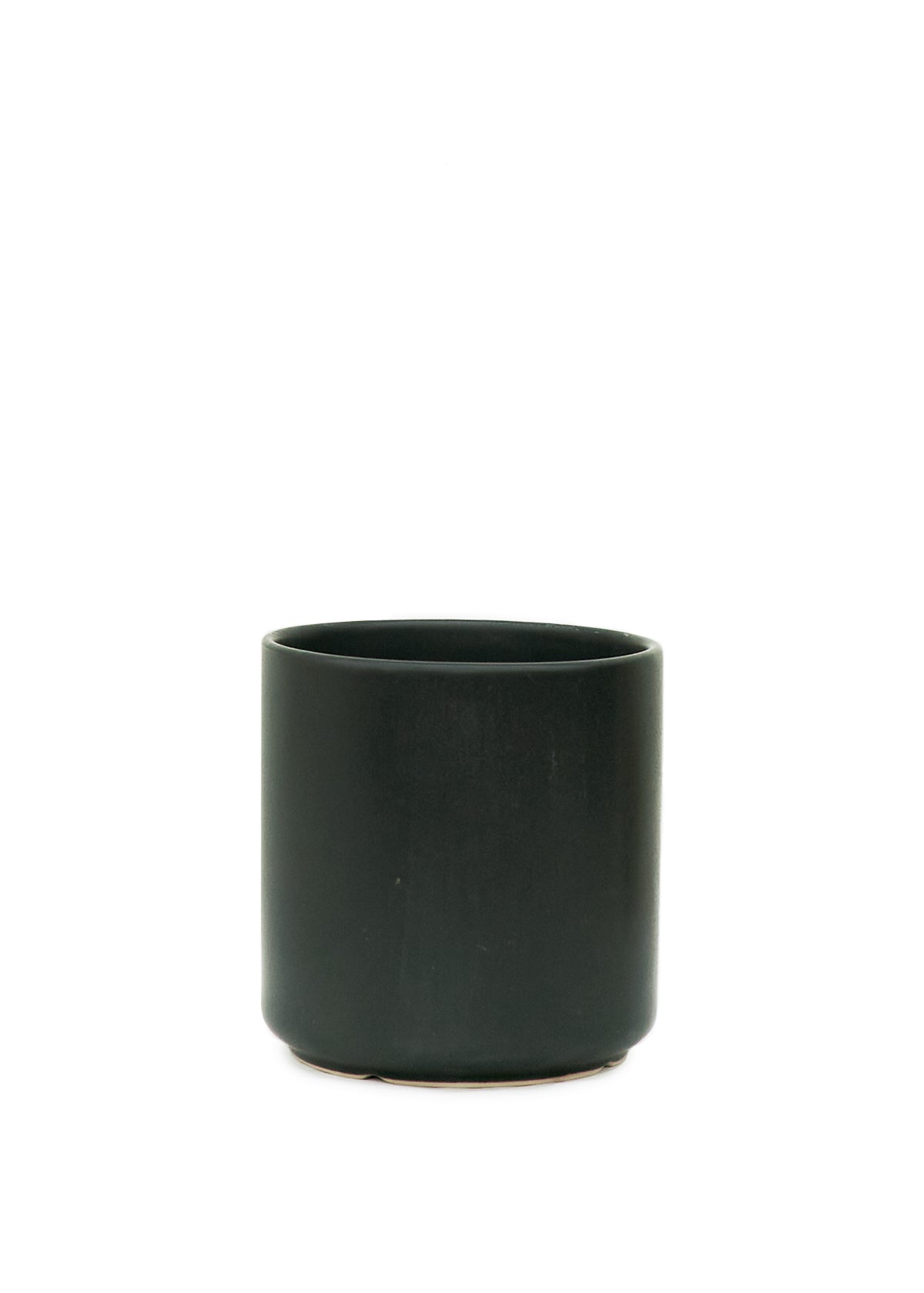 Elegant cylinder ceramic planter showcasing its smooth finish and minimalist design - in Matte Black.